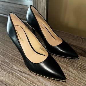 Coach Pumps! Waverly Beaded heels in black. worn once!! Details in screenshot